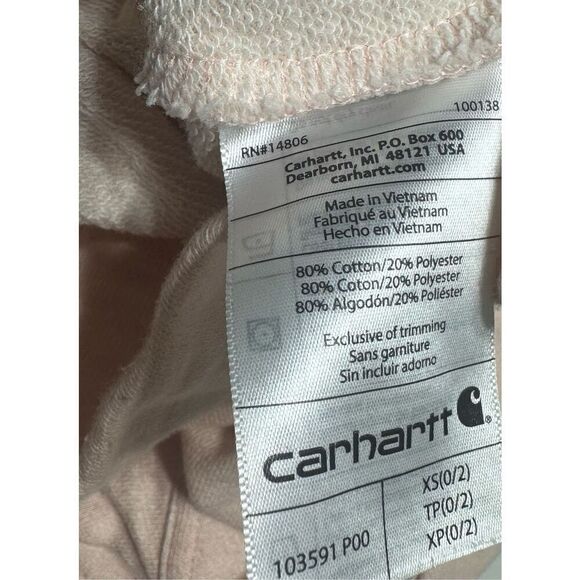 Women’s Peach Carhartt Cross Neck Relaxed Fit Hoodie Size Extra Small - Picture 7 of 7